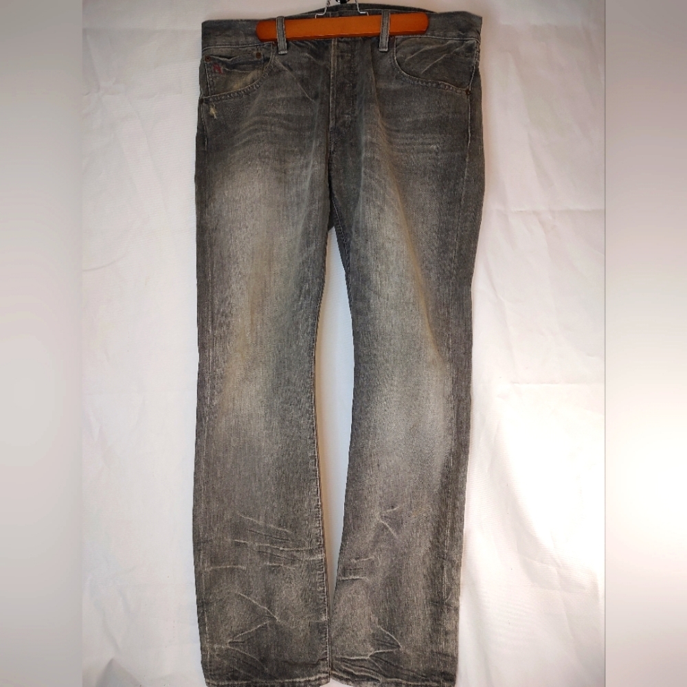Ralph Lauren Polo Varick Slim Straight Black Denim Jeans 35 x 32
